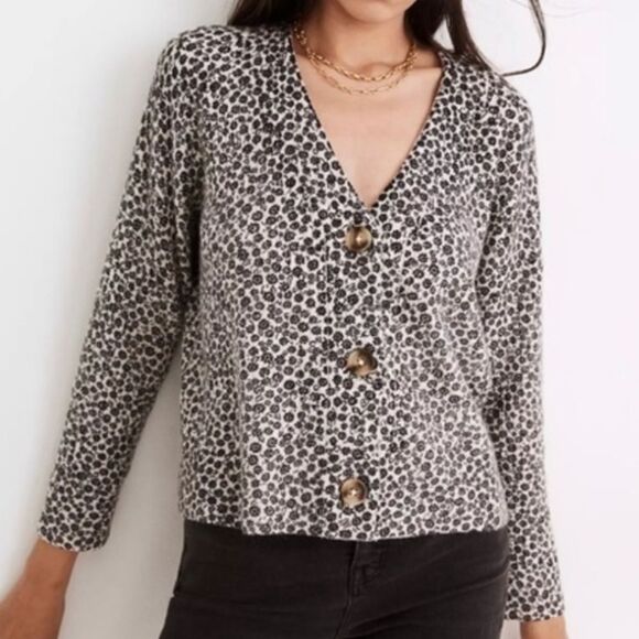 Madewell floral print boxy cut Ribbed Cardigan size XS - Picture 1 of 6